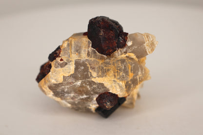 Etched Spessartine Garnet on Quartz w/ Schorl