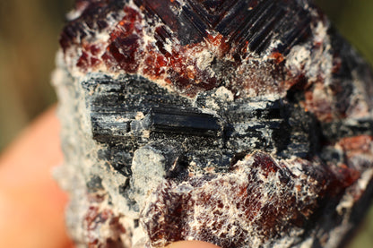 Etched Spessartine Garnet on Quartz w/ Schorl