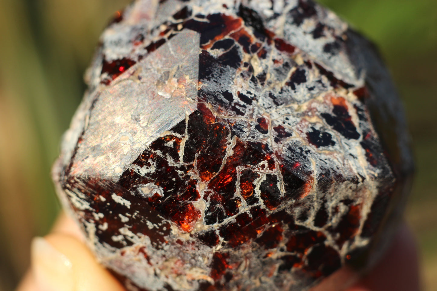 Etched Spessartine Garnet on Quartz w/ Schorl