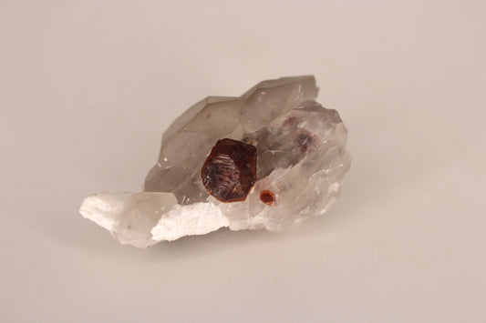 Etched Spessartine Garnet on Quartz w/ Schorl