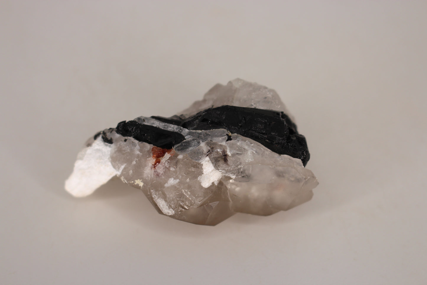 Etched Spessartine Garnet on Quartz w/ Schorl