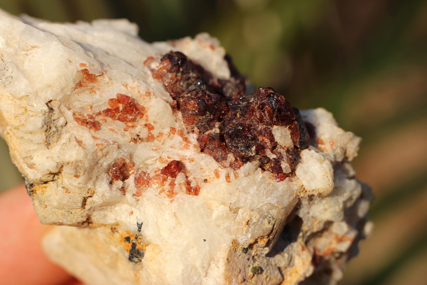 Etched Spessartine Garnet on Feldspar