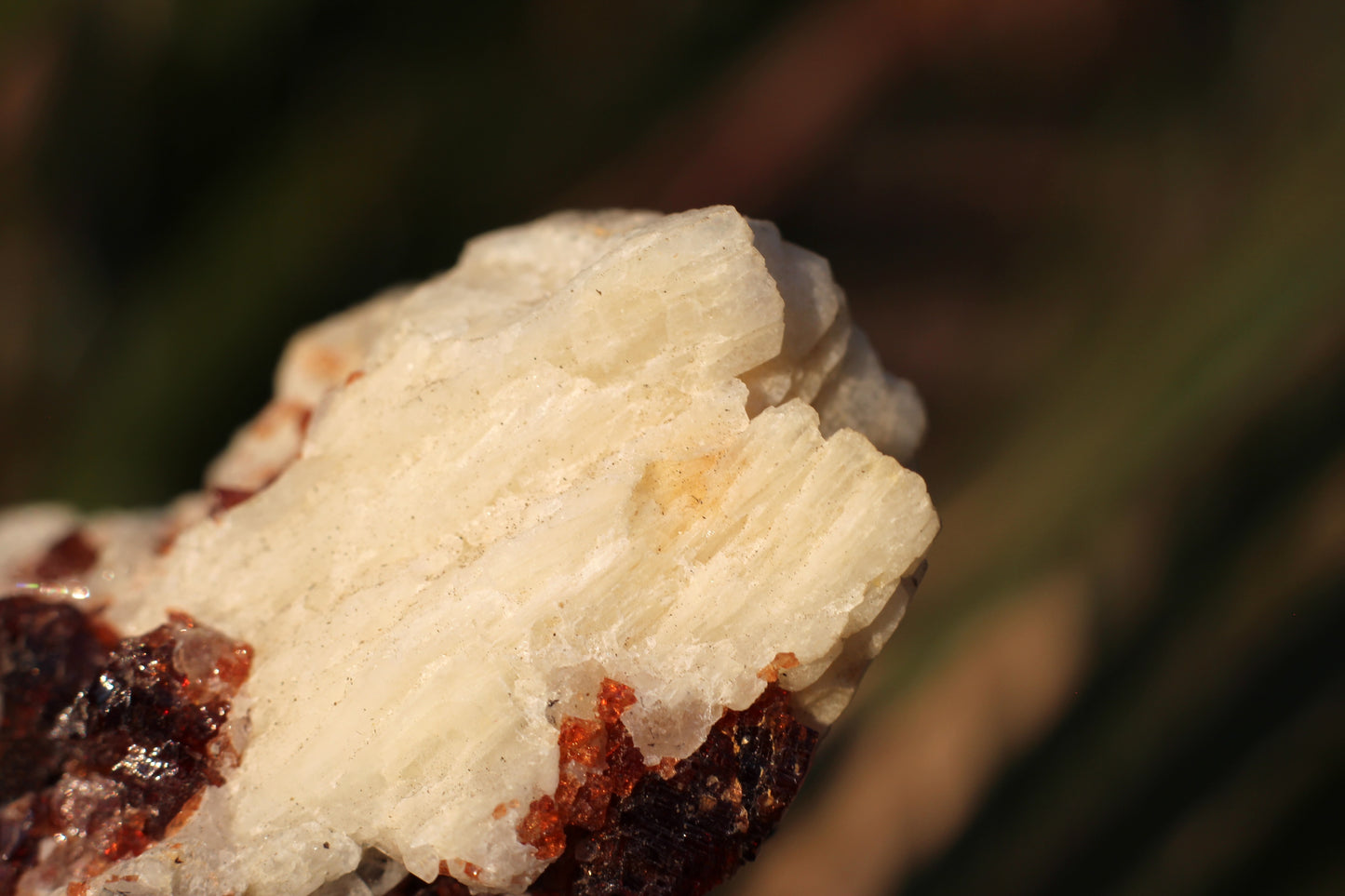 Etched Spessartine Garnet on Feldspar