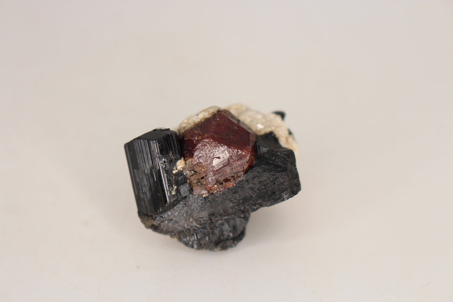 Etched Spessartine Garnet w/ Schorl on Albite