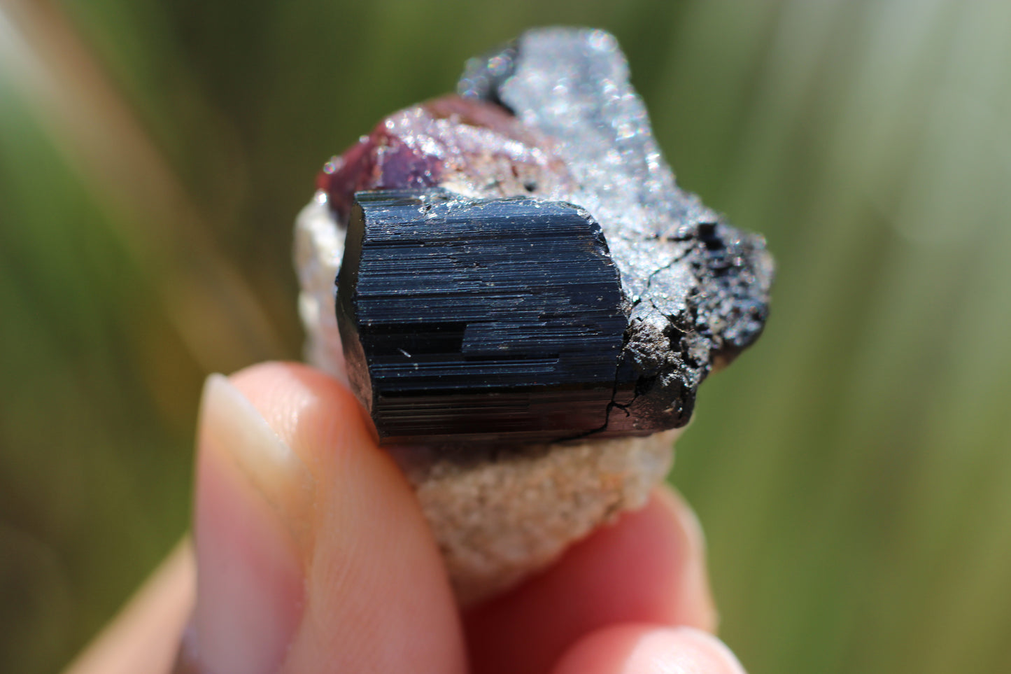 Etched Spessartine Garnet w/ Schorl on Albite