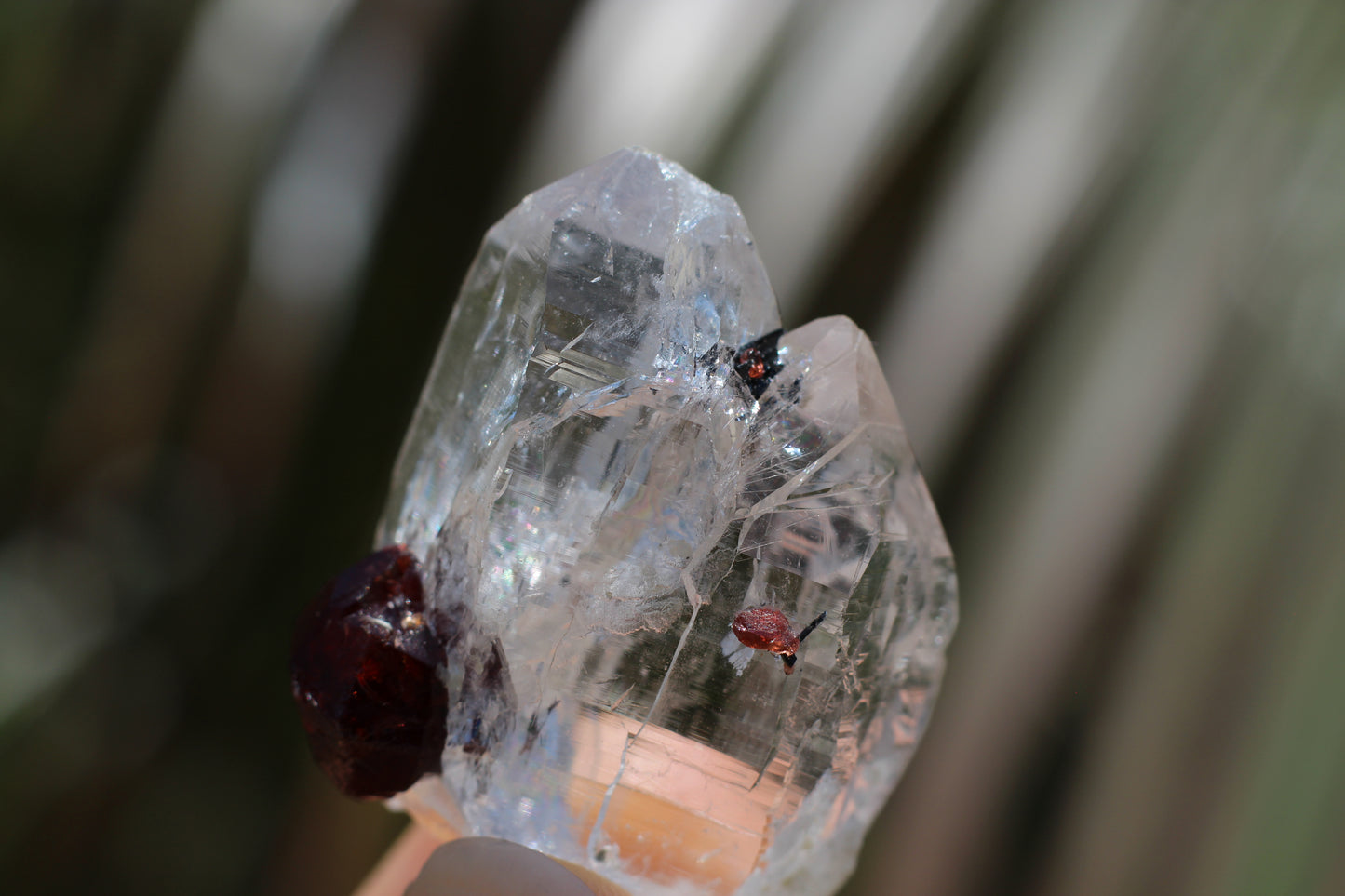 Etched Spessartine Garnet on Quartz