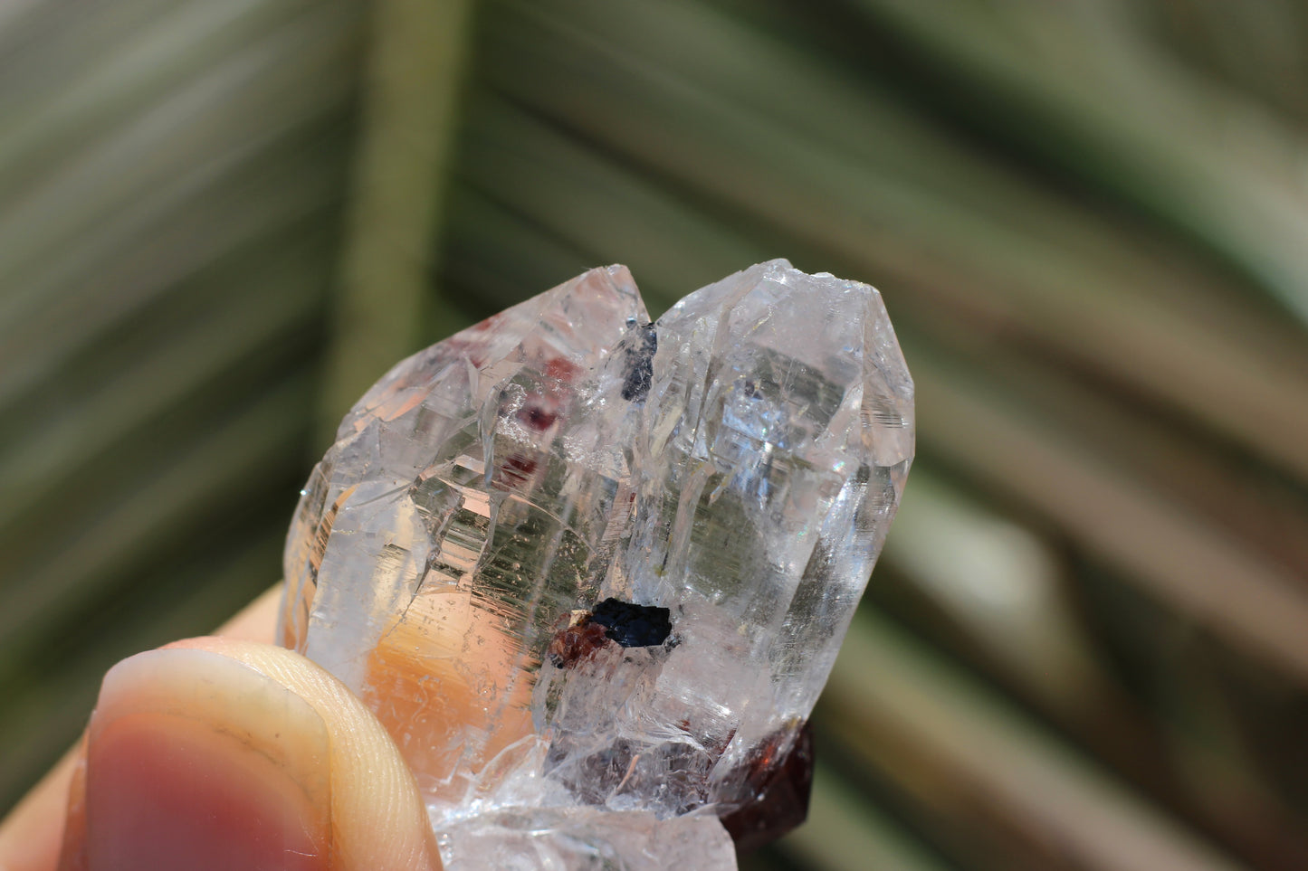 Etched Spessartine Garnet on Quartz