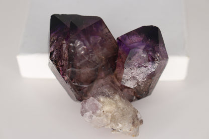 Tripled Hematite Included Double Terminated Amethyst