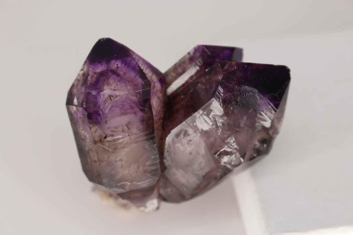 Tripled Hematite Included Double Terminated Amethyst