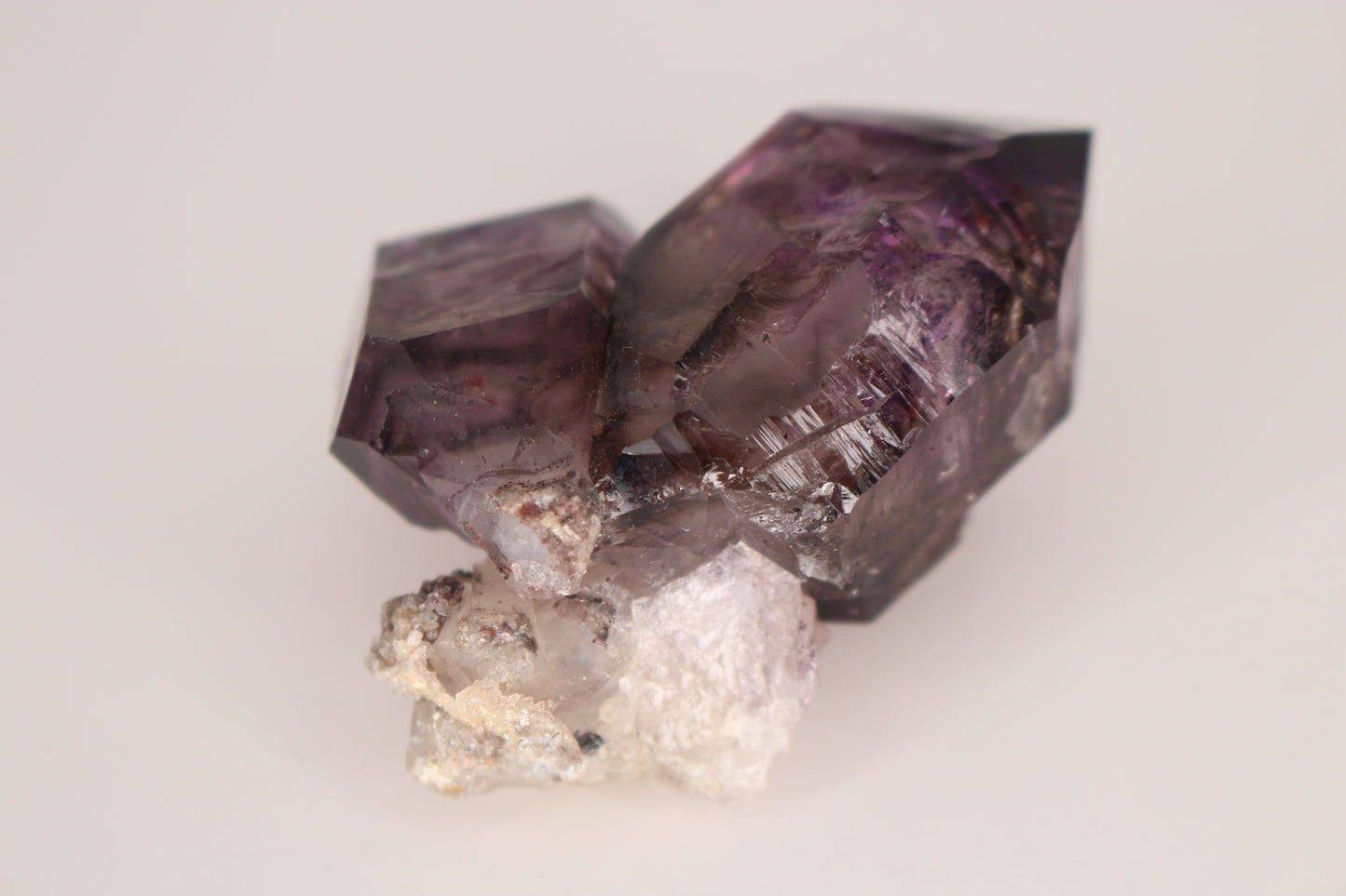 Tripled Hematite Included Double Terminated Amethyst