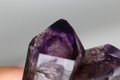 Tripled Hematite Included Double Terminated Amethyst