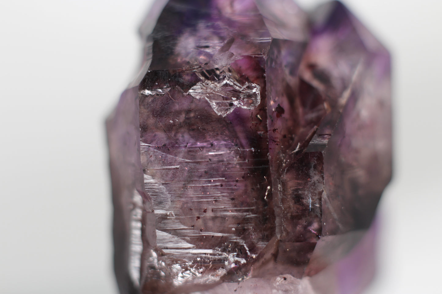 Tripled Hematite Included Double Terminated Amethyst