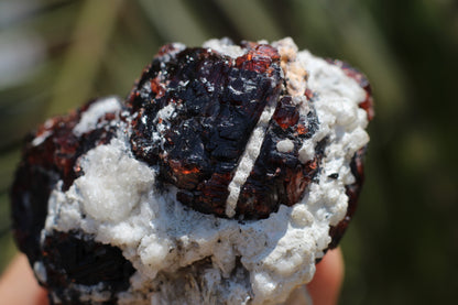 Etched Spessartine Garnet on Feldspar