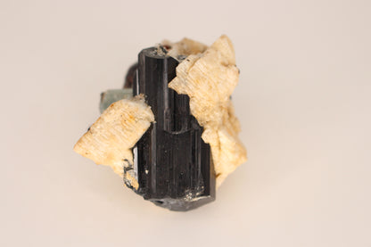 Etched Spessartine Garnet, Aquamarine and Schorl on Feldspar