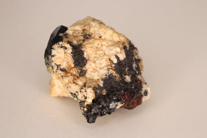 Etched Spessartine Garnet, Aquamarine and Schorl on Feldspar