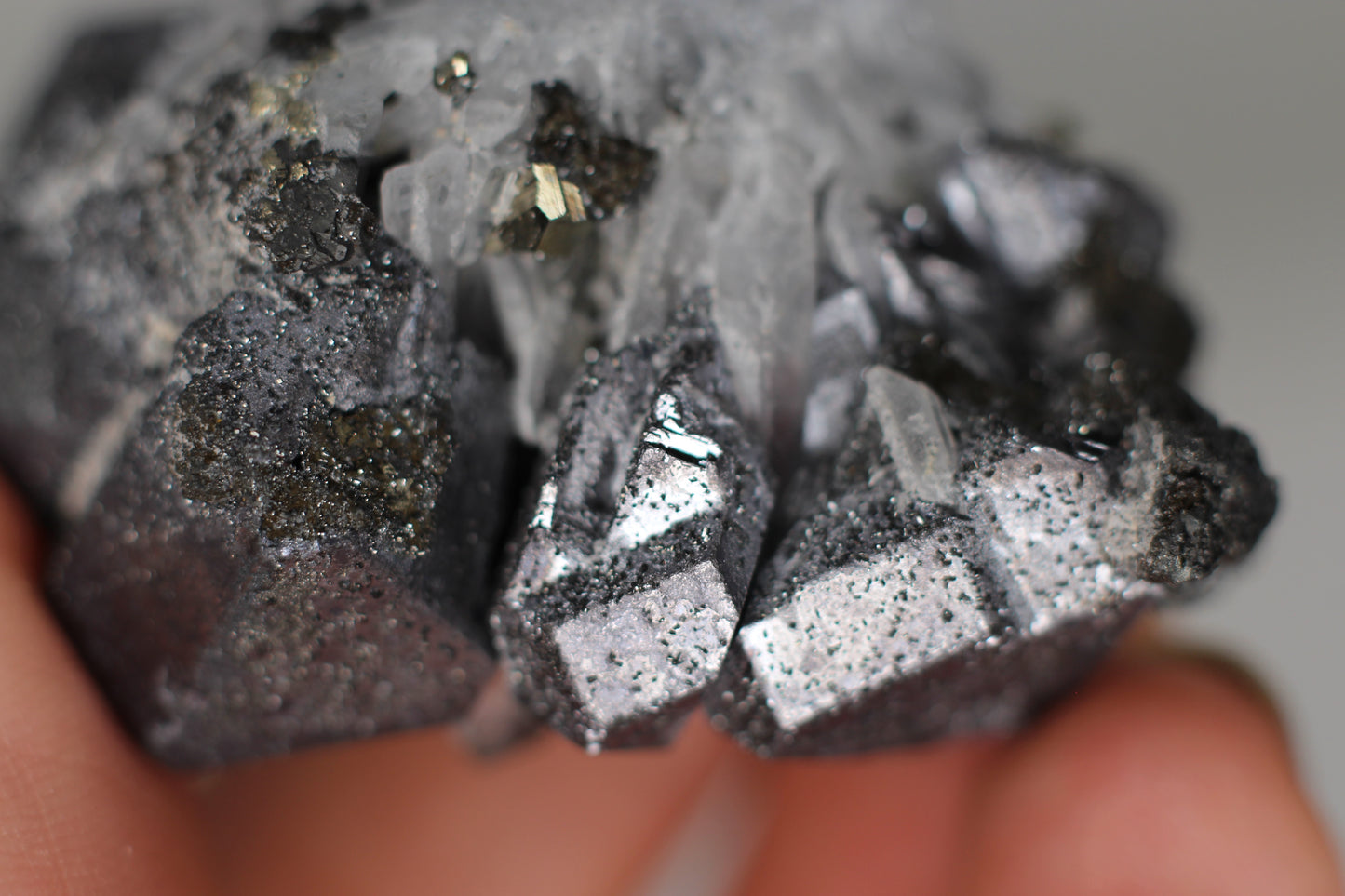 Ferberite, Wolframite w/ Fluorite