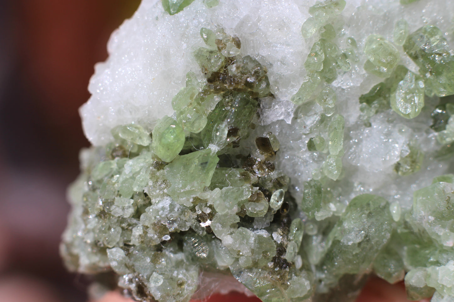 Diopside on Quartz w/ Mica