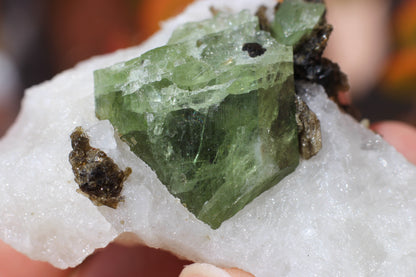 Diopside on Quartz w/ Mica