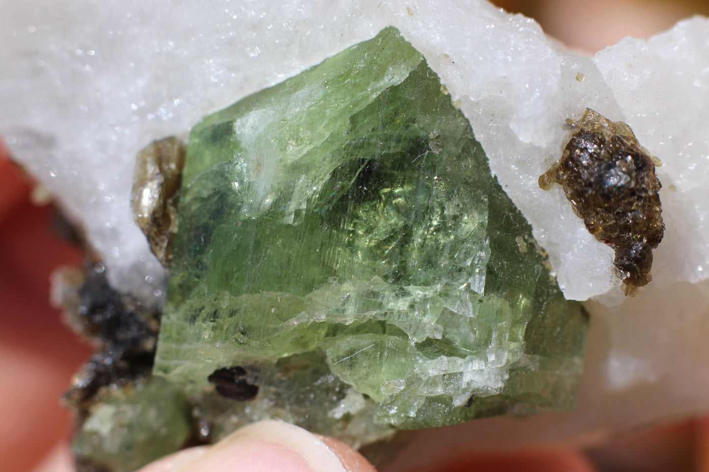 Diopside on Quartz w/ Mica