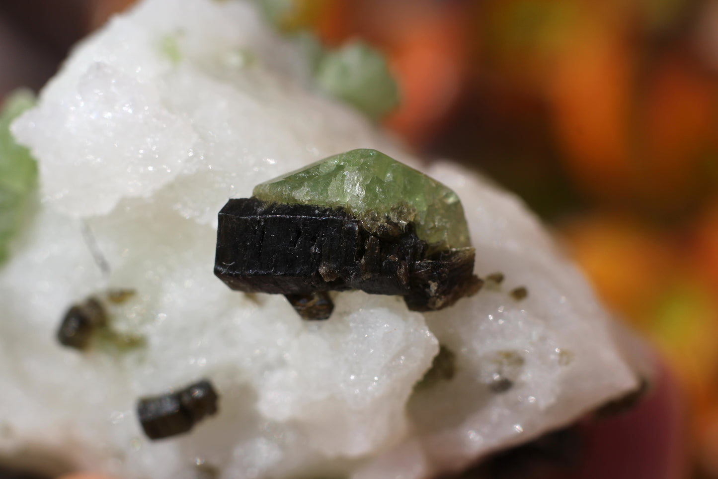 Diopside on Quartz w/ Mica