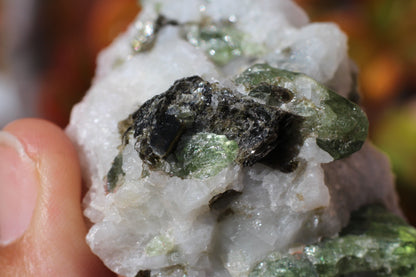 Diopside on Quartz w/ Mica