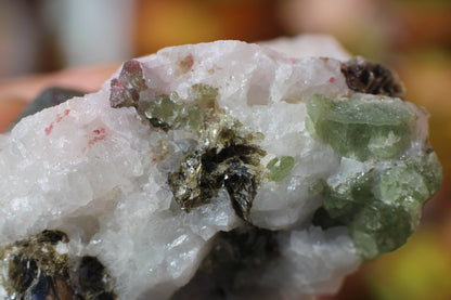 Diopside on Quartz w/ Mica