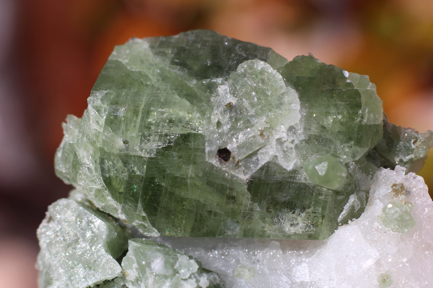 Diopside on Quartz w/ Mica