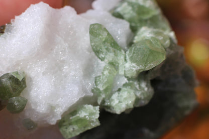 Diopside on Quartz w/ Mica