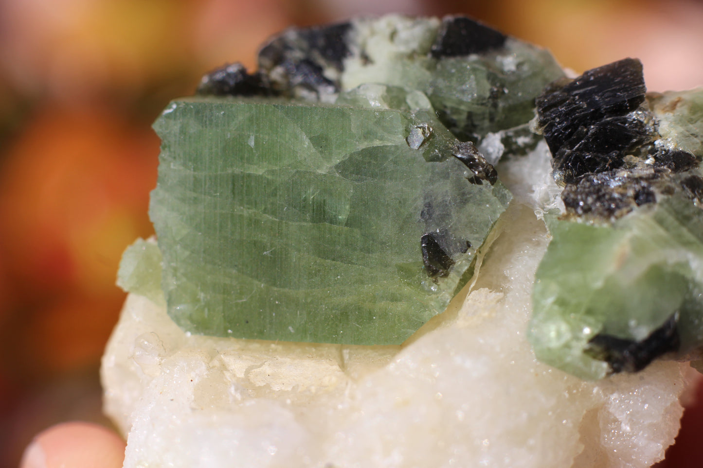 Diopside on Quartz w/ Mica