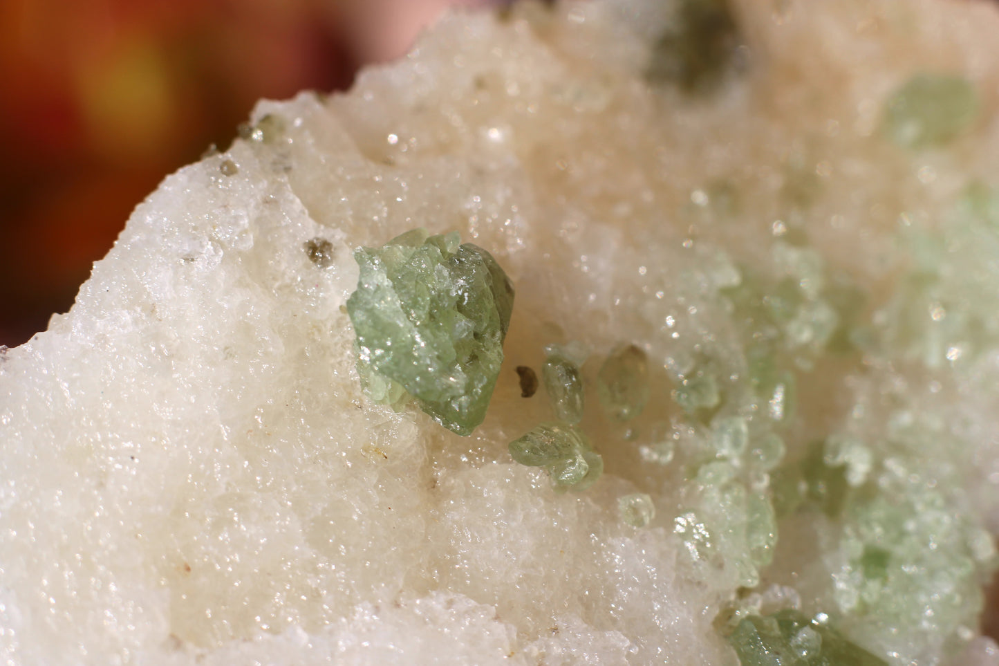 Diopside on Quartz w/ Mica