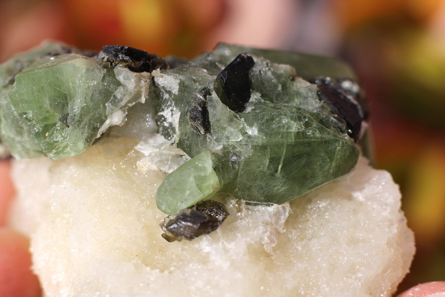 Diopside on Quartz w/ Mica