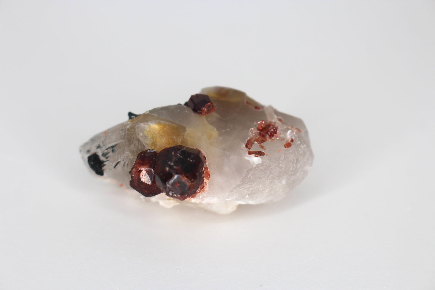 Spessartine Garnets on Quartz w/ Schorl