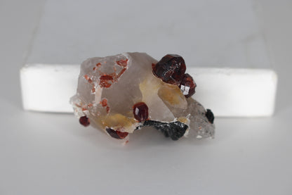 Spessartine Garnets on Quartz w/ Schorl